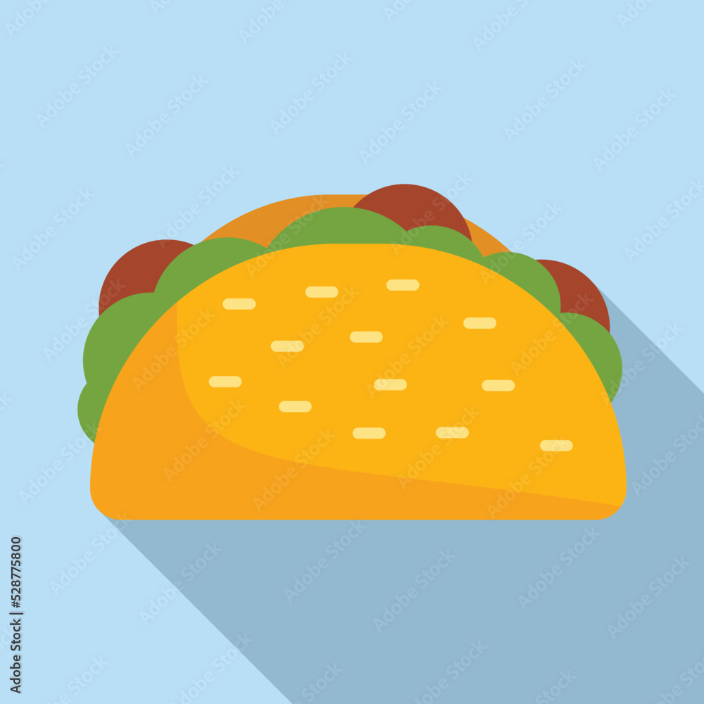 Sticker wrap taco icon flat vector. mexican food. meal cooked