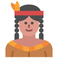 native american woman flat icon