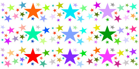 Background of stars of various colors and sizes, Christmas, festivity concept.