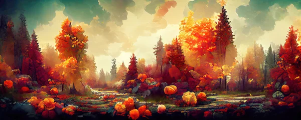 Fotobehang Kleurrijke abstracte herfst bos wallpaper achtergrond © Robert Kneschke