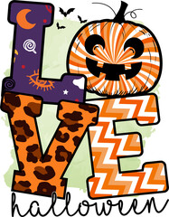 Halloween Love Sublimation Design, perfect on t shirts, mugs, cards and much more