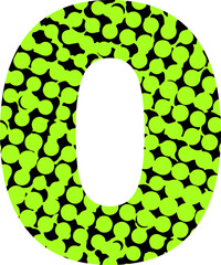 The number zero. Bright green Halftone 1. Dotted grunge decorative figure