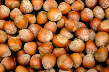 Pattern made from lots of hazelnuts