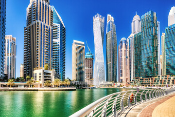 Dubai Marina during a Sunny Day, United Arab Emirates