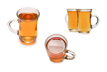 A turkish glass of tea isolated on white background.