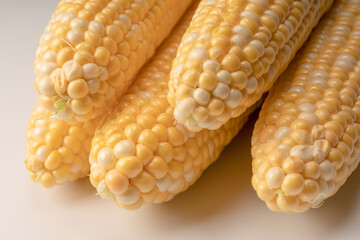 Yellow corn isolated on white background. Copyspace.