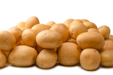 A group of fresh tasty potato isolated on white background.