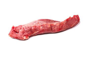 Raw pork tenderloin isolated on a white background.