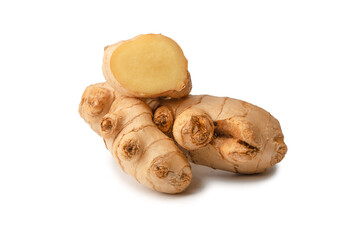 Ginger root isolated on white background.