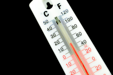 15 Celsius and almost 50 Fahrenheit degrees on a thermometer