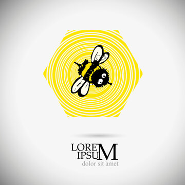Bee honeycomb logo. bee and honey icon. Vector illustration