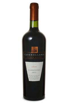 ST. PETERSBURG, RUSSIA - MARCH 07, 2020: Bottle of Cornellana Reserve Carmenere, Chile, 2015