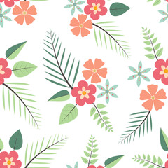 Decorative trendy vector seamless floral ditsy pattern design. Elegant repeating blooming flowers and foliage background for printing