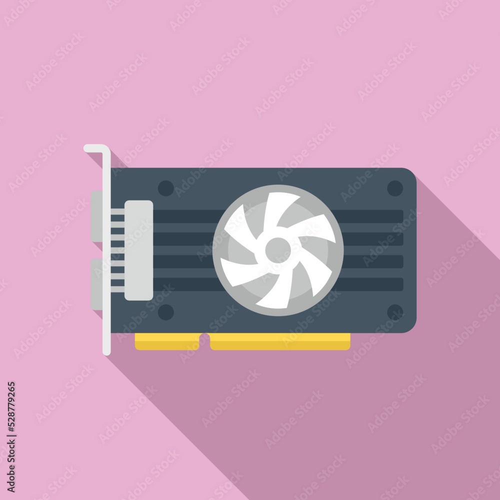 Poster cpu video card icon flat vector. computer gpu. display pci