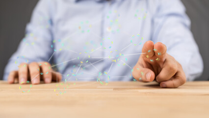 Global network. Blockchain. 3D illustration. Neural networks and artificial intelligence. Abstract