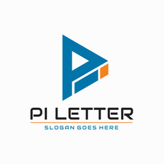 PI Letter triangle logo vector image