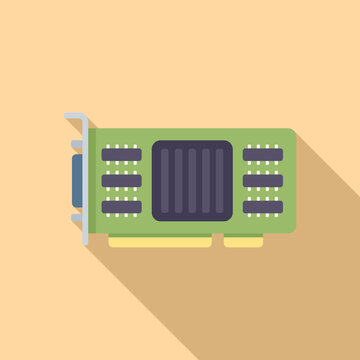 Fan Gpu Card Icon Flat Vector. Pc Graphic. Memory Video