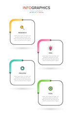 Vertical infographic design with icons and 4 options or steps. Thin line. Infographics business concept. Can be used for info graphics, flow charts, presentations, mobile web sites, printed materials.
