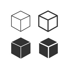 3d cube icons set. Cube or square symbol. Geometric figure sign vector.