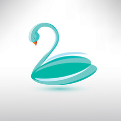 Swan stylized vector symbol, logo or brand template