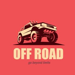 off road car stylized vector symbol, offroader logo template © lapencia