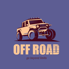 off road car stylized vector symbol, offroader logo template