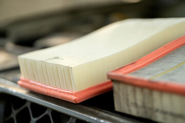 Performance Air Filters. Air Intake Systems. Old and new car filter.
