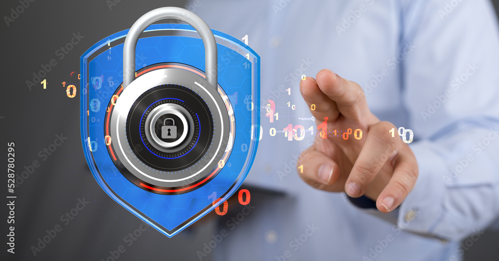 Aufkleber Information technology protected with firewall, secure access and encryption against cyber