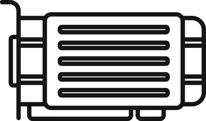 Video card icon outline vector. Pc gpu. Chip board