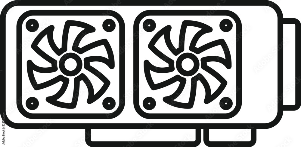 Aufkleber gpu card cooler icon outline vector. cpu chip. hardware display