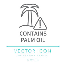 Obraz premium Contains Palm Oil Warning Line Icon