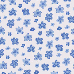 Vector seamless pattern with decorative flowers. Cute design with hand drawn flowers.