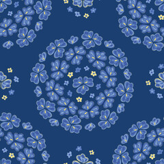 Vector seamless pattern with decorative flower circles. Ornate print.