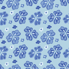 Vector seamless pattern with decorative flowers. Hand drawn design.