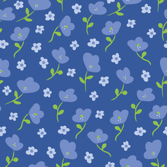 Vector seamless pattern with simple decorative flowers. Cute design with hand drawn flowers.