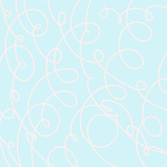 Swatch with pattern of doodle loops. pink lines on a blue background