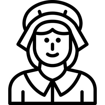 Pilgrim Woman Line Icon