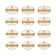 vintage label frame. ornate labels in retro frames, old style embellishments for product stickers, jewelery and luxury product labels.