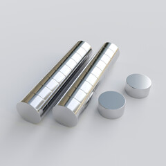 neodymium magnets isolated on white background. 3D Rendering