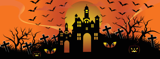 Halloween party invitation background Facebook cover template 28