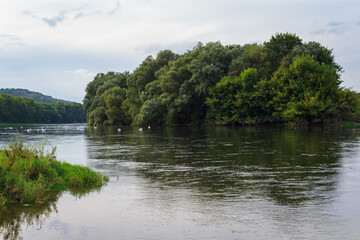 Fototapeta premium Wide river. Eastern european background with copy space for text or lettering. Ideal for fishing and rafting.
