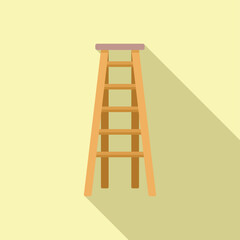 Wood ladder icon flat vector. Construction stair. Safety stand