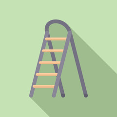 Aluminium ladder icon flat vector. Wood construction. Portable indoor