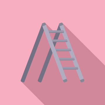 Line Metal Ladder Icon Flat Vector. Wood Step. Stair Up