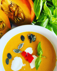 pumpkin soup in a bowl