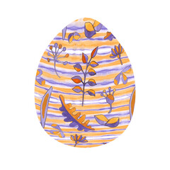Easter egg with an abstract pattern. Watercolor drawing