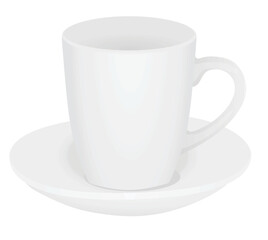 White empty cup on white background, vector