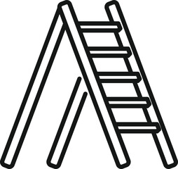 Line metal ladder icon outline vector. Wood step. Stair up