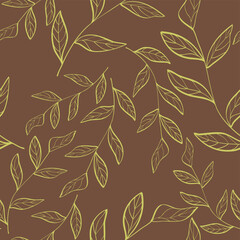 Spring botanical print. Vector retro floral seamless pattern. Seamless pattern abstract leaf. 