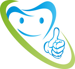 Zahn mit Gesicht, Lächeln, Hand, Logo, Zahn, Icon